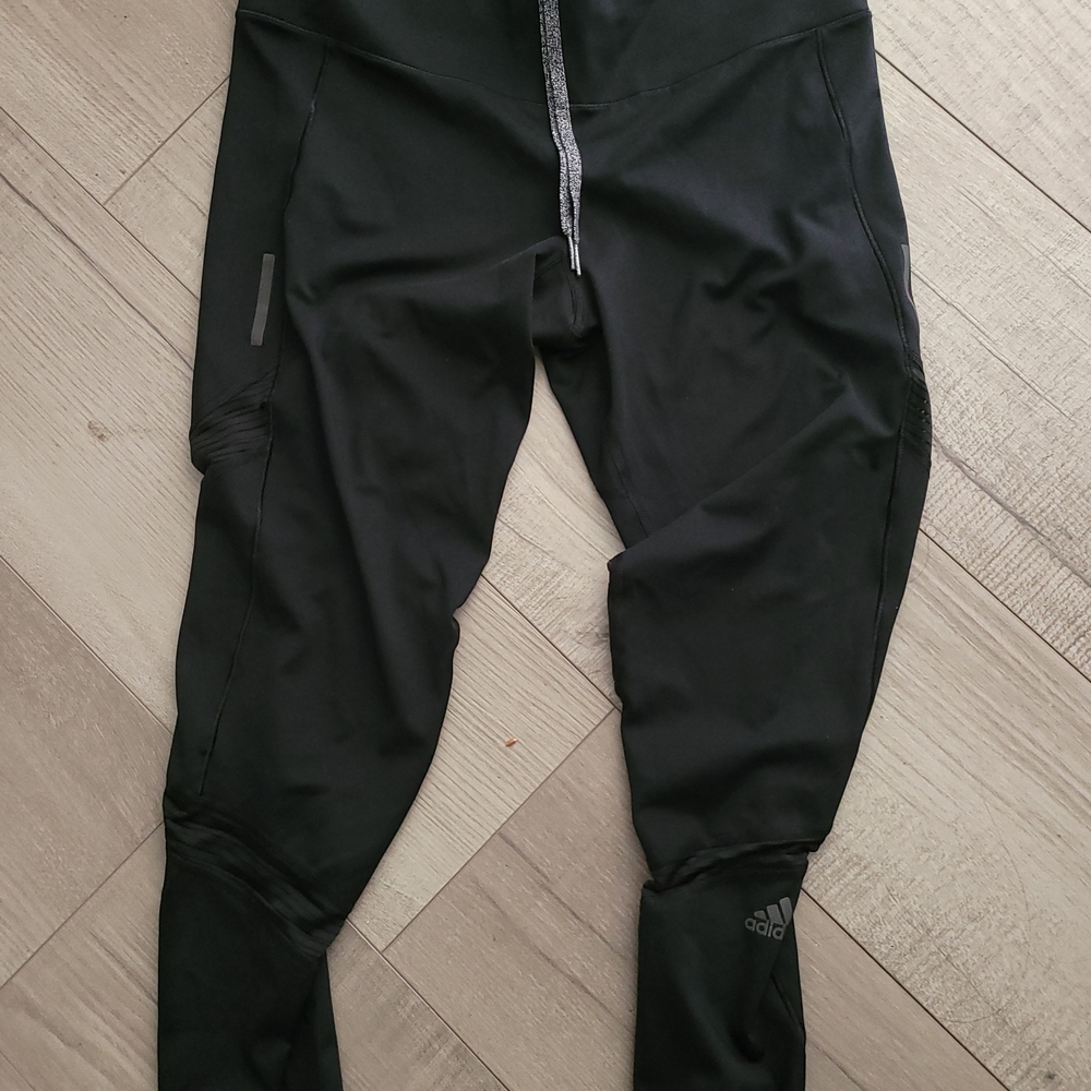adidas Womens Black Performance Leggings with Drawcord